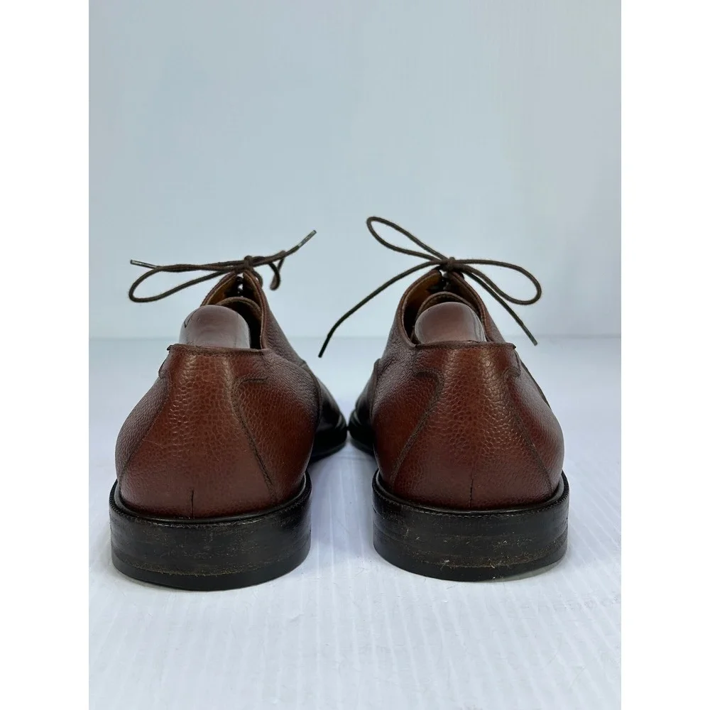 Salvatore Ferragamo Studio Brown Pebbled Leather Cap Toe Oxfords Mens 8.5 EE